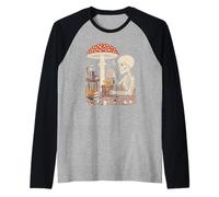 Fairycore Nature Skeleton Holding a Mug of Warm hot Cocoa Raglan Baseball Tee