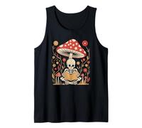 Fairycore Skeleton Reading Books Next to Wild Mushrooms Tank Top
