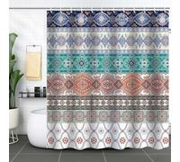 FAIRYGATE Anti Mould Shower Curtain Gorgeous Floral Patchwork Colorful Moroccan Waterproof Cloth Fabric Bathroom Curtains Decor Set with Hooks 180x180 cm B8606