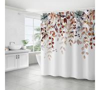 FAIRYGATE Bath Curtain Floral Border Herbs Decorative Shower Curtain Wild Flowers Botanical Engraving Meadow Bathroom Waterproof with Plastic Rings for Shower Stall Bathtubs B9406