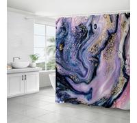 FAIRYGATE Bath Curtains Purple Marble Stall Shower Curtain Purple Mix White Ombre Modern Abstract Wave Luxury Bathroom Curtain Bathtub Home Decor Waterproof Fabric Machine Washable B8918