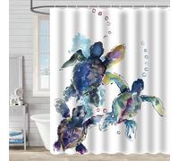 FAIRYGATE Bathroom Curtain Underwater World Shower Curtain Blue Ocean Tropical Fish Turtle Dolphin Bathroom Curtains Waterproof Mildew & Mould Resistant Polyester Fabric Bath Curtain B9317