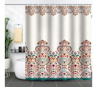 FAIRYGATE Bathroom Curtains Decor Shower Curtain-Fabric Colorful Boho Paisley Damask Print Design 72” x 72” Turquiose Tangerine B8610
