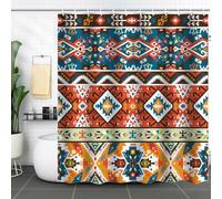 FAIRYGATE Bathroom Curtains Shower Boho Floral Shower Curtain Bohemian Colorful Mandala Flower Ethnic Tribal Vintage Geometric Patchwork Aesthetic Art Waterproof Washable Bath Curtain B8607