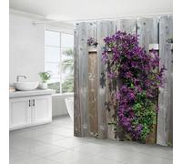 FAIRYGATE Bathroom Curtains Window Garden Shower Curtain 180x180 Flowers Plants Stone Wall Outdoor Scenery Picture Nature with Hooks Waterproof Fabric Washable Bath Curtains B8322