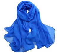 FAIRYGATE Blue Scarf Ladies Scarves Lightweight Clearance Chiffon Scarfs Sheer Soft Plain Neck Wrap for Women Neatly Stitched 6040