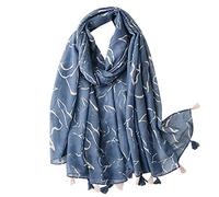 FAIRYGATE Blue Scarfs for Women Sale Soft Shawl Wrap Headscarf Stole with Tassels Ladies Scarves Lightweight Clearance 56007