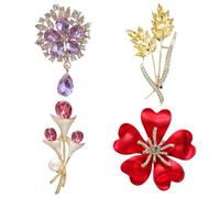 FAIRYGATE Broches Womens Flower Brooches for Women Brooch Pins Silver Tulips Flower Design Crystal Rhinestone Brooches Pin Clothes Rose for Women Jewelry Accessory Wedding Party Gift Exquisite B7506