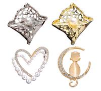 FAIRYGATE Broches Womens Women's Brooches & Pins Set Brooches for Women UK Bridal Fashion Statement Crystal Simulated Pearl Scarf Brooch Pin Silver Plated Lapel Pins Dress Suit Accessories B7615