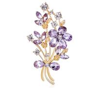 FAIRYGATE Brooch Lapel Pin Rhinestone Purple Flower Elegant Corsage Vintage Crystal Brooches DIY Wedding Banquet Party Decoration Office Jewelry Gift, B3120