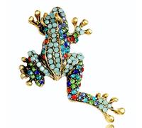 FAIRYGATE Brooch Pins for Clothes Colourful Little Frog Brooches with Diamonds Anti Exposure Fixed Brooches Lapel Pins for Men, B4618