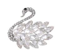 FAIRYGATE Brooch Pins Swan Brooches Silver Womens Fashion Jewellery Lapel Pin Dress Suit Accessories Boutonniere Ideas Gift Love Bridal Wedding White B1626