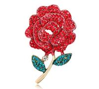 FAIRYGATE Brooches for Women UK Red Crystal Diamond Camellia Shape Brooch Rose Lapel Pin, B3905