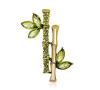 FAIRYGATE Brooches for Women UK Vintage Large Brooch Pins Elegant Retro Green Plant Bamboo Pin Retro Fashions Brooches Rhinestone Luxury for Women Collar Clothing Accessories Jewelry Gifts B2436