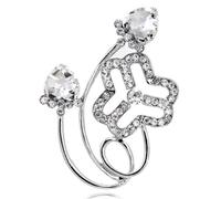 FAIRYGATE Brooches Silver Rhinestone Brooch Brooches Women's Union Logo Brooch March 8 Women's Day Gift Exquisite Diamond Corsage Silver Ladies Lapel Pin B3213