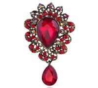 FAIRYGATE Christmas Brooches for Women Flower Red Beautiful Luxury Crystal Shinning Ladies Brooch Pin Fashion Corsage,B3727