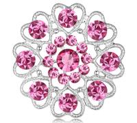 FAIRYGATE Crystal Brooch Brooches for Women Crystal Flower Brooch Pins for Ladies Brides Openwork Diamond Heart Lapel Pin, B3009