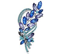 FAIRYGATE Crystal Brooch Rhinestone Lapel Pin Blue Crystal Brooches for Women Ladies Wedding Bouquet, B4005