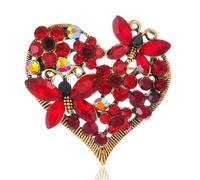 FAIRYGATE Crystal Brooch Women's Brooches & Pins Vintage Butterfly Heart Brooch Christmas Lapel Pin Gift for Women Ladies Jewelry，B3406