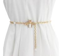 FAIRYGATE Gold Chain Belt Pearl Belt for Wedding Diamante Crystal Bridal Belts with Rhinestones for Women Bride Bridesmaid Wedding Party Prom A6410