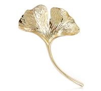 FAIRYGATE Golden Brooch Anti Exposure Fixed Brooches Tree Leaf Ginkgo Biloba Brooch Lapel Pin Crystal Plant Badges for Clothing Bags Backpacks Jackets Hat DIY Jewelry Gift, B4106