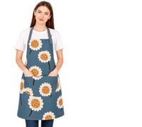 FAIRYGATE Handmade Chef Apron Adjustable Waterproof Bib Pockets Cooking Kitchen Aprons for Women Men Adult Gifts Blue A3920