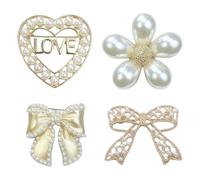 FAIRYGATE Ladies Brooches Set Brooches & Pins Diamond Bow Vintage Rhinestone Women Bowknot Pin Pearl Rhinestone Decorated Clothing Fashion Jewelry Fashion Brooch Wedding Dresses Accessories B7617