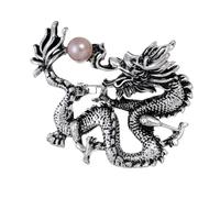 FAIRYGATE Pearl Brooch Vintage Dragon Brooches Crystal Rhinestone Lapel Pin Mythical Animal Ancient Zodiac Dragon Safety Pins Lucky Jewelry Gift for Women Lady Girl B1733