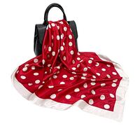 FAIRYGATE Polka Dot Scarf Square Scarves Neckerchief 90x90 cm Size Ladies Satin Silk Scarfs for Women Sale Head Hair Bandana for All Seasons 28013