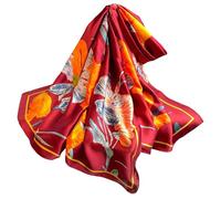 FAIRYGATE Red Scarf Women Ladies Scarves Shawl Floral Warps Floral Print 180cm * 90cm Scarfs Wrap Neckerchief Sunscreen Beach Satin Shawls Silk Scarf 97031
