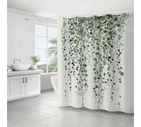 FAIRYGATE Sage Green Shower Curtain Garden Outdoor Polyester Fabric Waterproof Bath Digital Painting Pattern for Stall Bathroom Curtains with 12 PCS Hooks (180x180cm) B9606