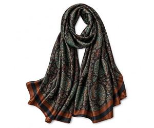 FAIRYGATE Scarf Gifts for Women Satin Scarf Women Silk Shawl Wrap Paisley Pattern Oversized Scarves Retro Print 83017