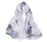 FAIRYGATE Scarf Women Ladies Scarves Lightweight Clearance Soft Sheer Chiffon Flower Scarfs Bridal Wedding Evening Shawl Wrap Stole A5022