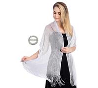 FAIRYGATE Scarves for Women UK Sparkling Metallic Shawls and Wraps with Buckle Scarf Ladies Scarfs Evening Wrap Stole Shawl for Bridal Bridesmaid Wedding Formal Dresses A0505