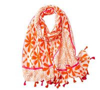 FAIRYGATE Scarves Women Ladies Scarfs and Shawls Large Flower Print Lightweight Stole Soft Elegant Tassel Scarf Orange Wraps 34229