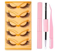 FAIRYGATE Self Adhesive Eyelashes Fake Lashes Wispy Natural Look Light Volume Eyelash False Lash Dramatic Fluffy Faux Strip 5 Pairs Pack C2112