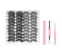 FAIRYGATE Self Adhesive Lashes Eye Lashes Sets Pack with Glue Faux Mink Long Natural False Eyelashes Fluffy Thick Cross Volume Cat Eye Dramatic Lash Soft for Various Makeups B5611