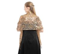 FAIRYGATE Shawl Women Wrap Shrug Cape Poncho Sequin Sheer Cover Up Elegant Capes Bright Lightweight Scarf for Summer Wedding Evening Bridal Bridesmaids Bride Shawl Shawls for Weddings UC0923