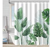 FAIRYGATE Shower Curtain Tropical Palm Tree Green Leaves Banana Leaf Bath Curtain Summer Theme Bathtub Curtain Fabric Polyester Waterproof for Kids Bathroom Decor with Hooks B8008