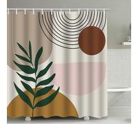 FAIRYGATE Shower Curtains for Bathroom Mould Proof Resistant Abstract Shower Curtain 71x71inch Watercolor Sun Palm Leaf Rainbow Bath Curtain Mid-Century Tropical Plant Waterproof Bathtub Curtain B9230