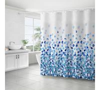 FAIRYGATE Shower Curtains for Garden Waterline Vibrant Mosaic Blue On A White Background Polyester Bathroom Curtain Including 12 White Shower Curtain Rings B8410