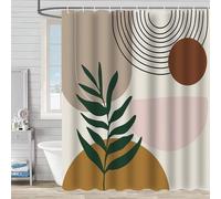 FAIRYGATE Shower Curtains Mould Proof Resistant Abstract Shower Curtain 71x71inch Watercolor Sun Palm Leaf Rainbow Bath Curtain Mid-Century Tropical Plant Waterproof Bathtub Curtain B9230