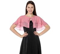 FAIRYGATE Shrugs for Women Bolero Shrug Summer Chiffon Pink Cardigan Open Front Short Sleeve Shawl Shawls for Weddings Casual Lightweight Cardigans UK for Wedding Party UC1313