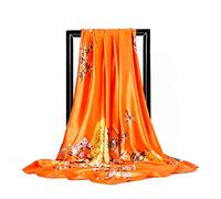 FAIRYGATE Silk Scarf Women Headband Satin Head Large Vintage Square Silky Feeling Hair Wrapping Orange Scarves for Ladies 35 Inch 75008