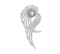 FAIRYGATE Silver Brooches for Women UK Lapel Pin Crystal Angel Wings Pins Rhinestone Alloy Corsage Wing Brooch Pearl Clothing Accessories Suit Coat Breastpin Stylish and Popular for Women Men B2128