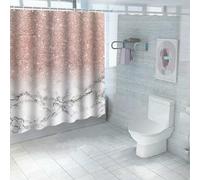 FAIRYGATE Wet Room Shower Curtain Marble Shower Curtains Set Peach Abstract Fabric for Bathroom Decor Modern Standard for Bathtub Luxury Washable Coral Bath Curtain B9006