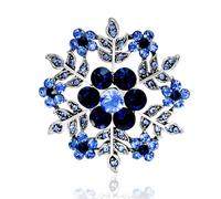 FAIRYGATE Women's Brooches & Pins Blue Brooch Pins for Clothes Brooch Pins for Crafting Fashion Large Statement Vintage Style Simulated Crystal Scarf Flower Art Deco Brooch Pin for Women B2905