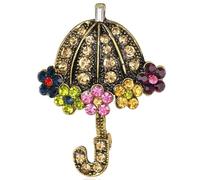 FAIRYGATE Women's Brooches & Pins Brooches for Women UK Cute Alloy Crystal Umbrella Brooch in Gold Tone Colourful Diamonds B4114