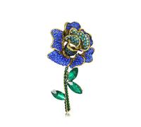 FAIRYGATE Women's Brooches & Pins Flower Anti Exposure Fixed Brooches Rhinestone Brooch Pin for Women Girls Blue Crystal Covered Scarves Shawl Clip Boutonniere Pins Wedding Bouquets B2630