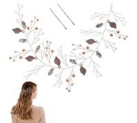 FAIRYGATE Womens Headbands Crystal Pearl Bridal Headband Bohemian Headpiece Leaf Hair Vine Flower Wedding Hair Accessories(Silver) 5009